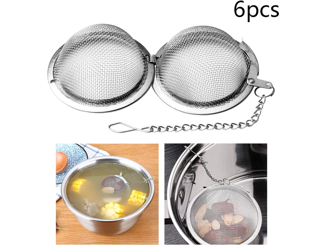 Infusor De Chá Em Formato Bola, Filtro Para Folhas Soltas, Aço Inoxidável, A Granel, 6 Peças Aquaforge