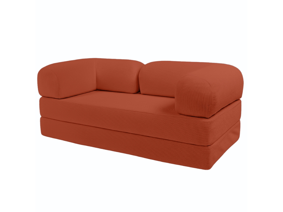 Sofá-cama Modular Comprimido Em Veludo Cotelê Bananair 90x180 Cm Terracota