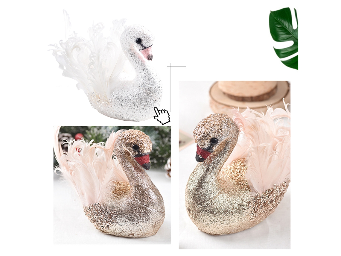 Cisne De Simulação, Material De Pena Real, Tamanho Mini E Requintado, Eoocoo