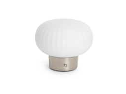 Candeeiro De Mesa Led Portátil Para Exterior Em Metal E Vidro Com Bateria Usb Recarregável Aluzna Níquel