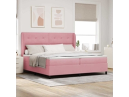 Vidaxl Cama Box Com Cabeceira Manual Rosa 200 X 200 Cm Veludo