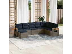 Vidaxl 8 Pcs Conjunto Sofás P/ Jardim C/ Almofadões Vime Pe Cinzento