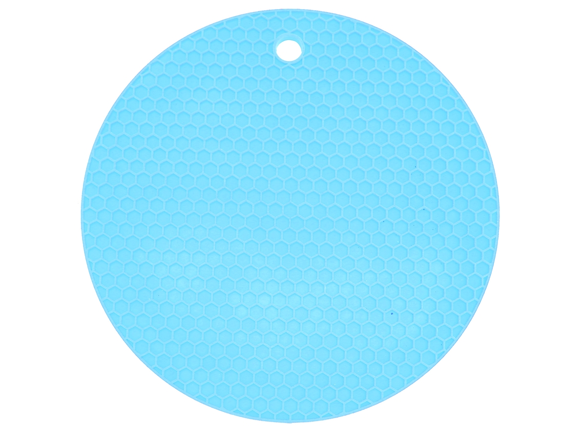 Cobertura de mesa de silicone redonda isolante alimentar, lavável, micro-ondas, azul, 17,7x17,7cm | S/MARCA