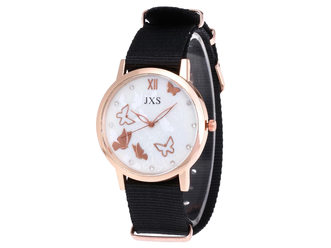Relógio de Pulso Feminino de Quartzo com Pulseira de Náilon Simples Estilo (preto)