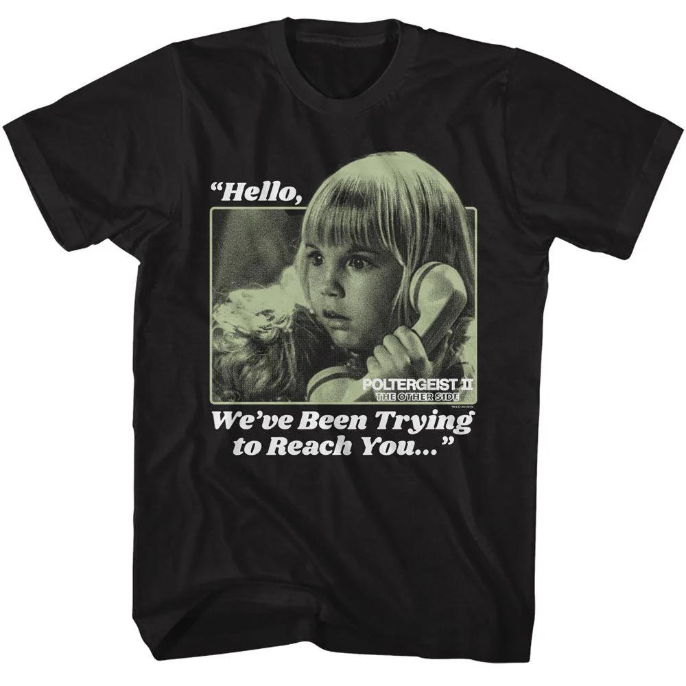 Unisex Adult T-shirt Rockinstone Poltergeist Movie Trying To Reach You Black Sizes
