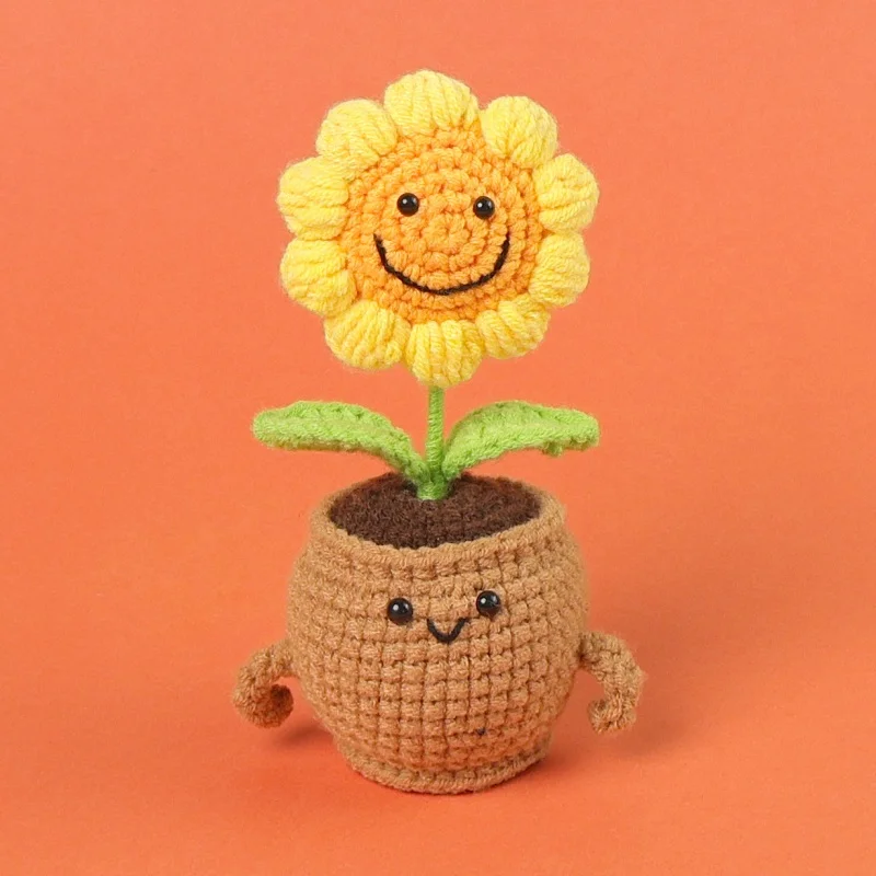 (1 Peça) Vaso De Crochê Fofo, Decoração De Casa Para Plantas Feita À Mão Em Crochê