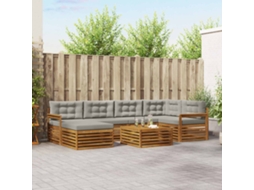 Vidaxl Conjunto De Sofás Para Exterior 7 Unid. Cinza Natural E Claro