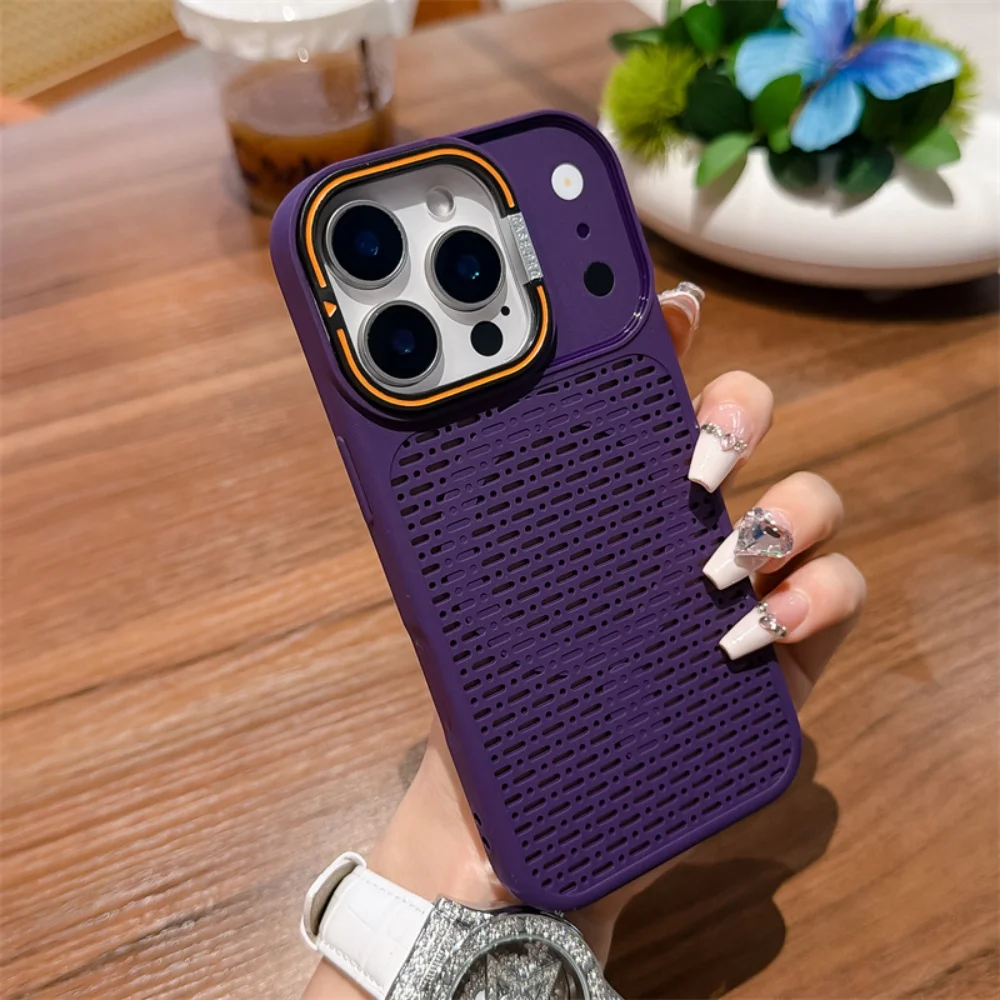 Capa Magnética Para Iphone 17 Pro (roxa) Com Suporte De Resfriamento E Acabamento Fosco.