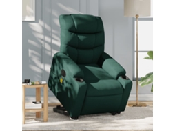 Vidaxl Poltrona Elétrica Elevatória Massagens Tecido Verde-escuro