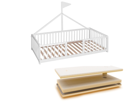 Cama Tepee Apache Wonderland Montessori 140X70 em Madeira de Faia e Cor Branca Colchão Higiénico Ternum COOL · DREAMS