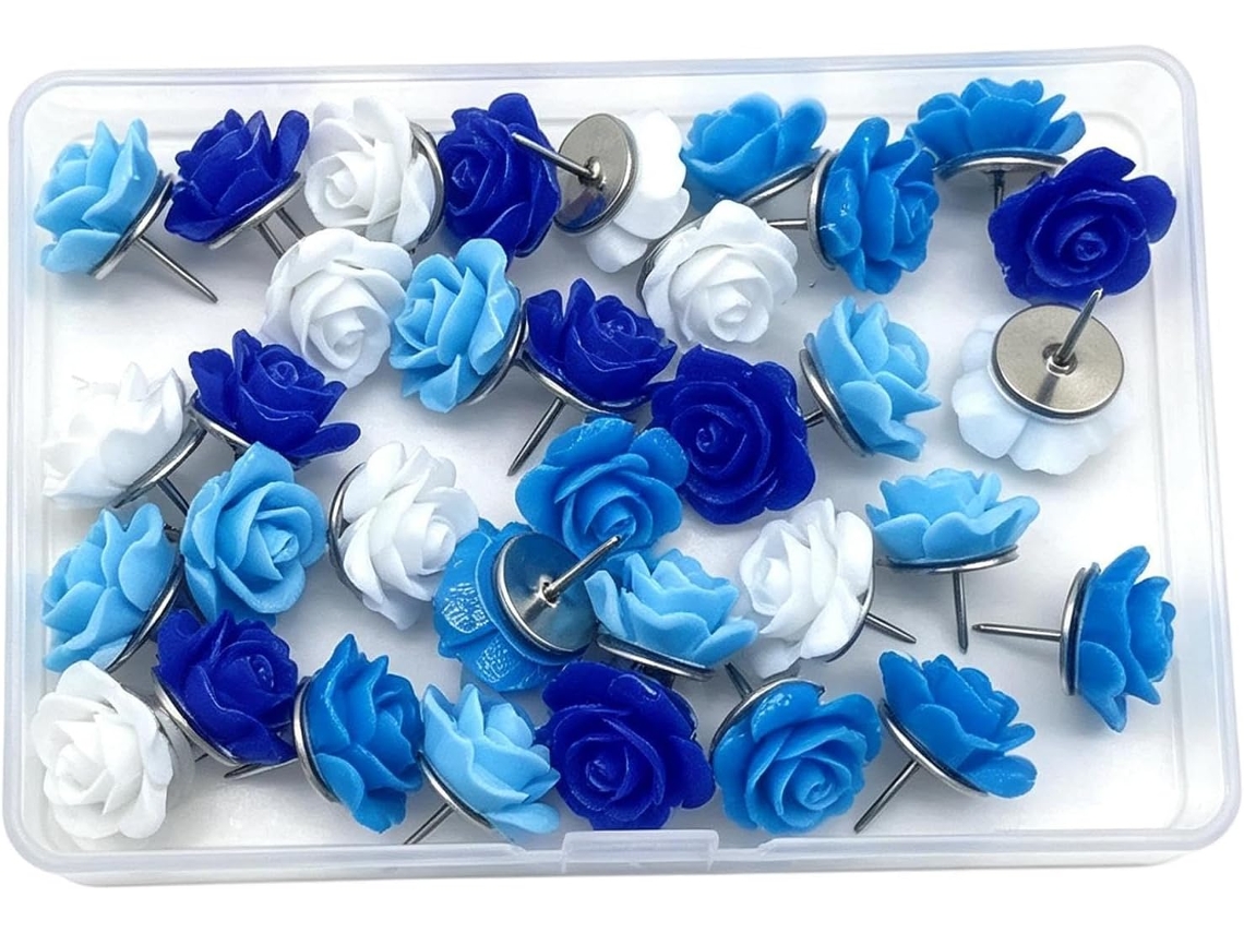 30 Tachinhas Decorativas com Tema de Rosas para Avisos de Parede