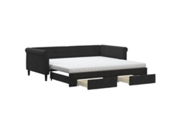 Sofá Cama com Gavetão e Gavetas 100x200 cm Veludo Preto MAISON EXCLUSIVE