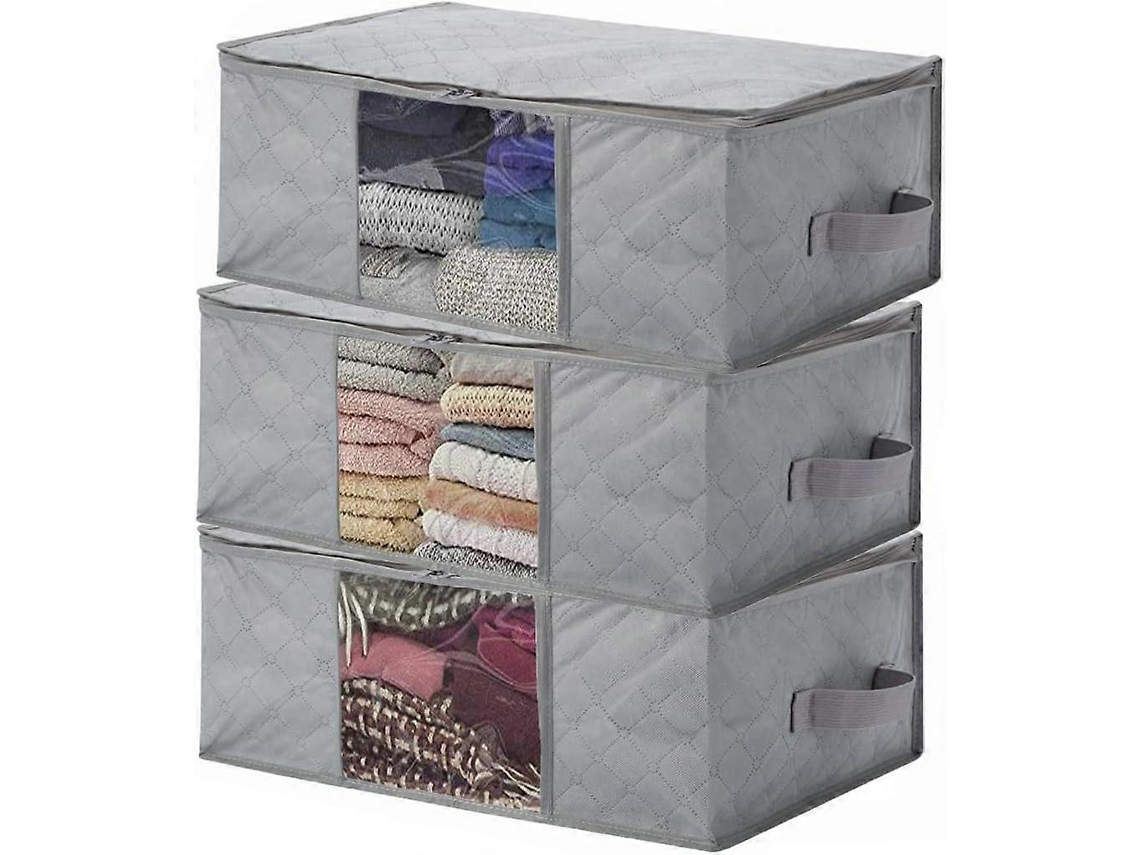 Sacos Dobráveis ​​para Guardar Roupas , Ideais Para Guardar Embaixo Da Cama, Com Zíper, Para Cobertores E Roupas (cinza) Olysi Shop (pacote Com 3)