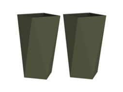 Conjunto 2 Caixa De Vaso Vidaxl Verde-azeitona Aço (40 X 40 X 75 Cm)
