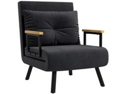 Poltrona Cama 3 em 1 Encosto Ajustável 5 Níveis Sofá Individual Preto 63x73x81cm S/MARCA