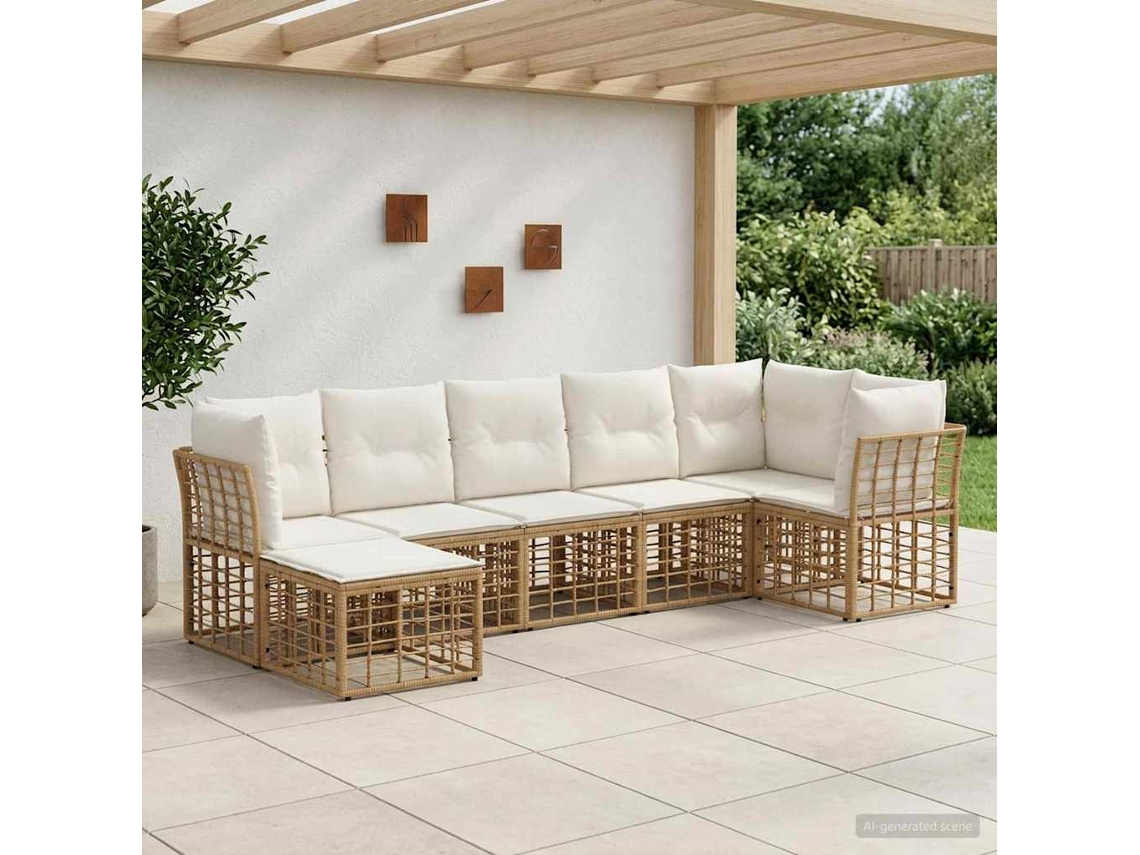 Vidaxl Conjunto De Sofás Para Exterior Natural Poliéster