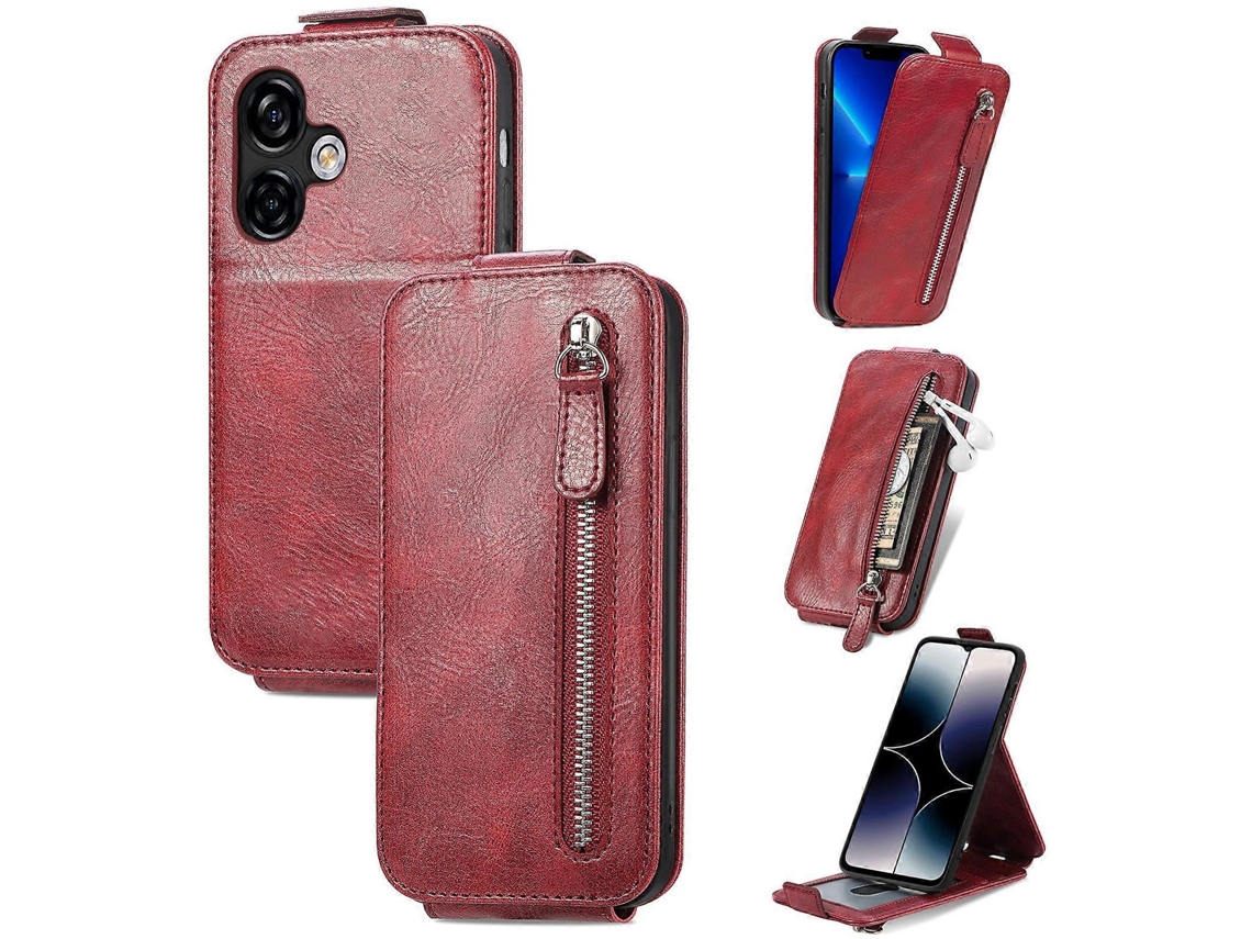Capa De Couro Com Zíper Vertical Tipo Carteira Para Ulefone Note 16 Pro