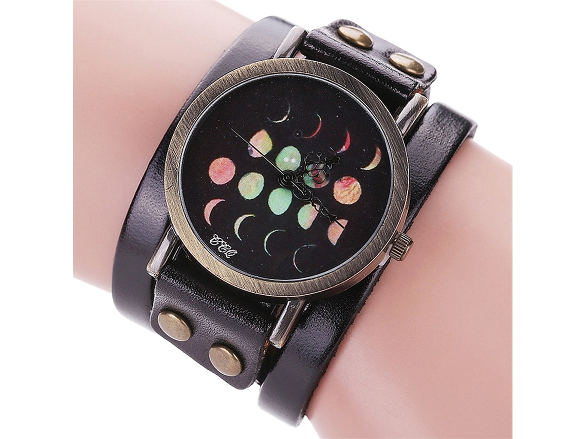 Reloj De Cuero Auténtico Para Hombre Y Mujer Con Caja De Bronce Unisex