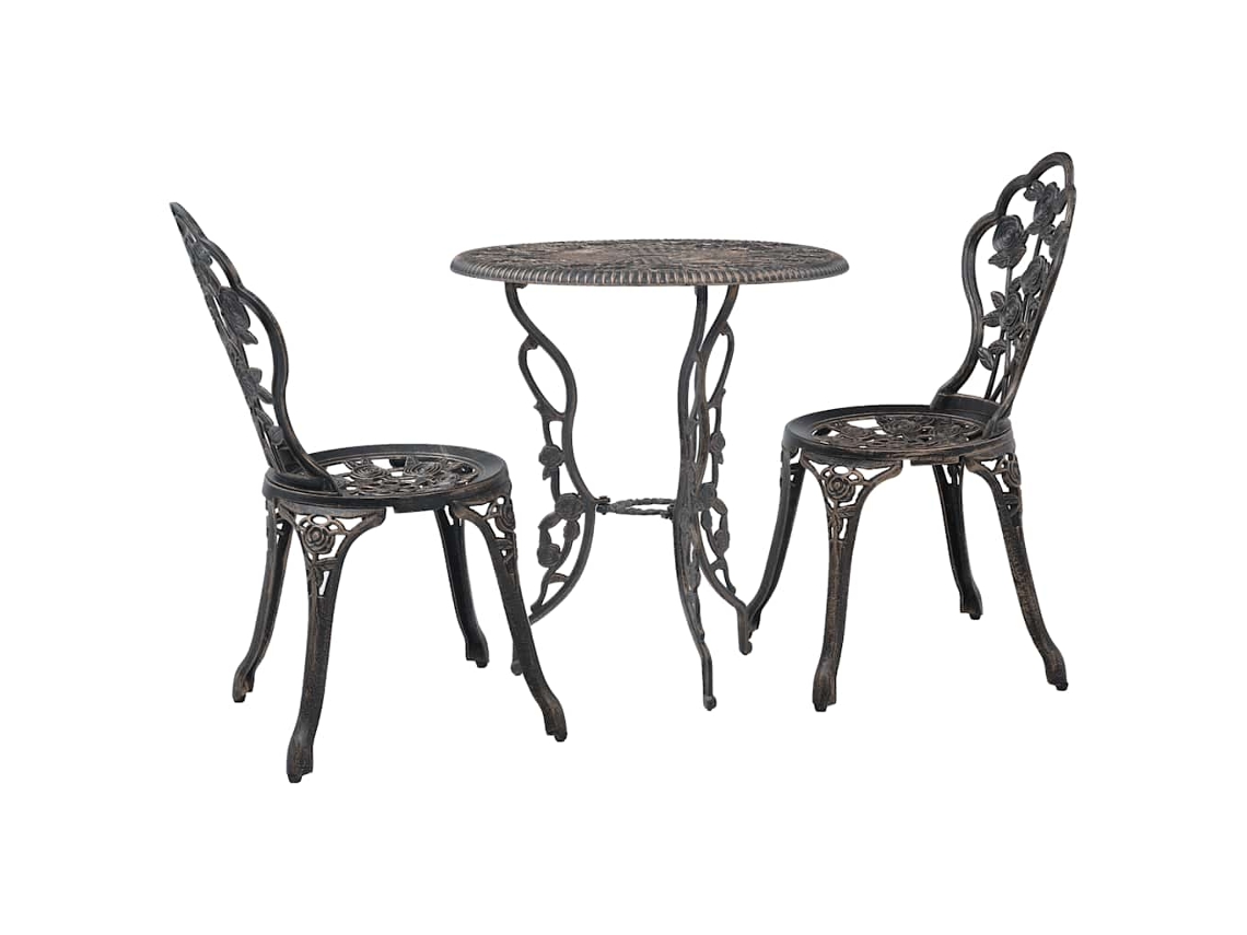 Vidaxl 3 Pcs Conjunto Bistrô Alumínio Fundido