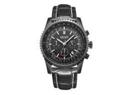 Reloj Hombre Megir De Aleación Dial Redondo Analógico Cuarzo Moda (negro)