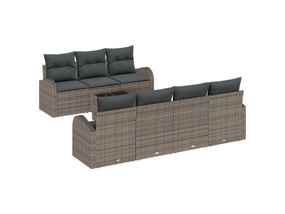 Conjunto 8 Sofá De Jardim Vidaxl Cinzento Vime Pe (55 X 55 X 37 Cm)