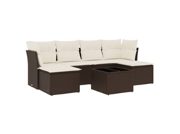 Conjunto de 7 Sofás de Jardim com Almofadões Vime Pe Castanho MAISON EXCLUSIVE (7 pcs)