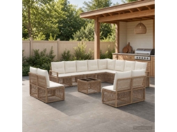 Vidaxl Conjunto De Sofá De Jardim 13 Unid. Bege Vime Pe