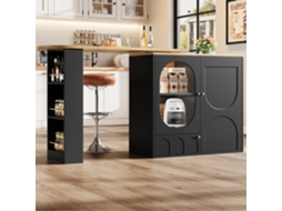 Mesa Bar Giratória 360° 138x39x102cm, Branco/preto, 3 Portas. Cs