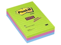 Bloco de Notas Aderentes POST-IT Super Sticky pautadas 660-3SSUC (3 x 90 Folhas - Multicor)