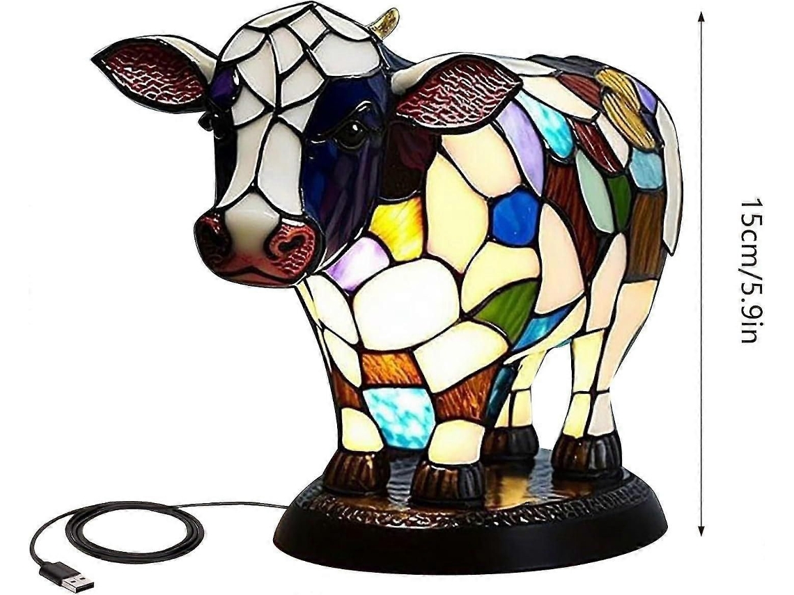 Abajur De Mesa Retrô Em Formato De Vaca, Com Portas Usb-a E Usb-c, Perfeito Como Presente Para Meninas E Mães.