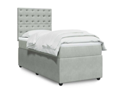 Vidaxl Cama Com Molas/colchão 90x190 Cm Veludo Cinza-claro