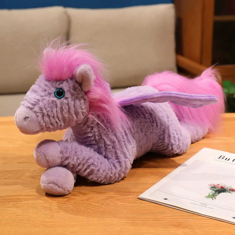 Lindo Brinquedo de Pelúcia Realista de Pégaso em Estilo Desenho Animado MDUG (roxo, 48 Cm)