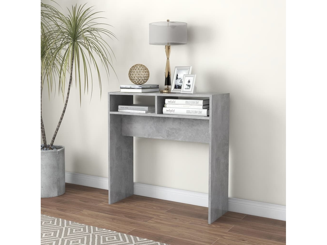 Vidaxl Mesa Consola 78x30x80 Cm Derivados De Madeira Cinzento Cimento