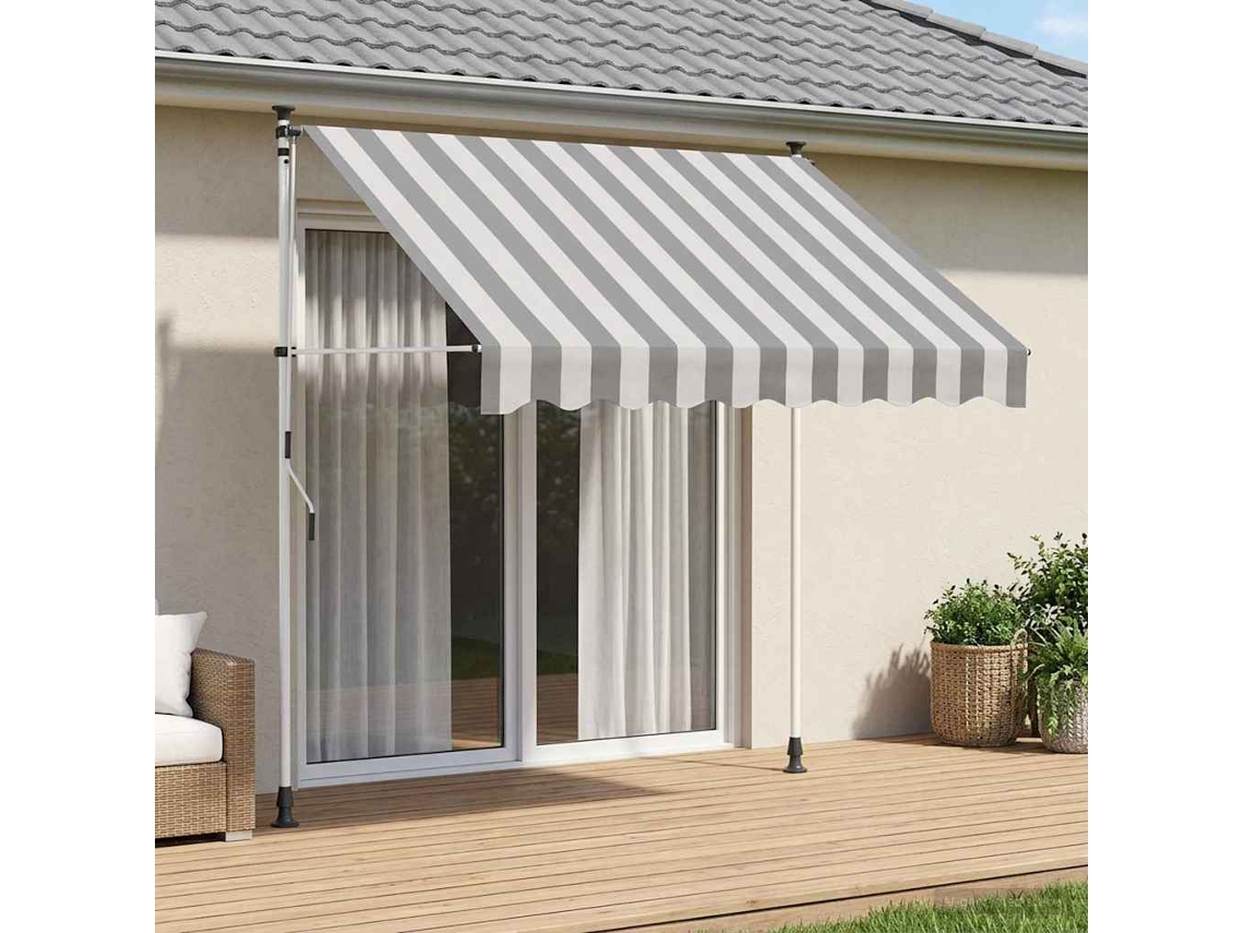 Vidaxl Toldo Retrátil Manual Antracite E Branco 350 Cm