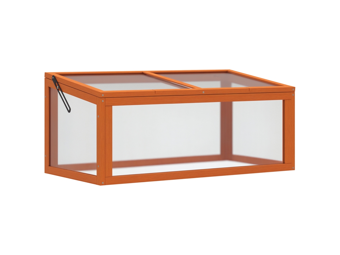 Estufa De Laranja Madeira E Policarbonato Cold Frame 90 X 46 40 Cm Com Tampa Caixa Estrutura Fria À Prova Intemidade Para Jardim