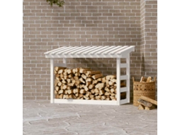 Vidaxl Suporte Para Lenha 108x64,5x78 Cm Pinho Maciço Branco
