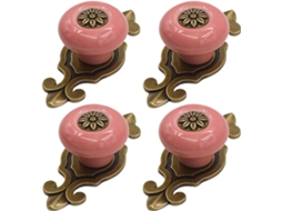 Conjunto De 4 Puxadores Tradicionais Argila Com Base Em Metal Misto, Altura Fixa De 26mm, Acessórios Decorativos Para