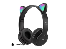 Fones De Ouvido Bluetooth 5.0 Sem Fio Led Design Com Orelhas De Gato