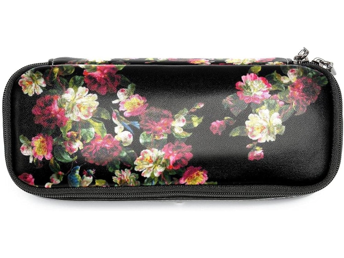 Estojo grande com estampa floral vintage, ideal para escola, escrivaninha, adultos, meninas e meninos.