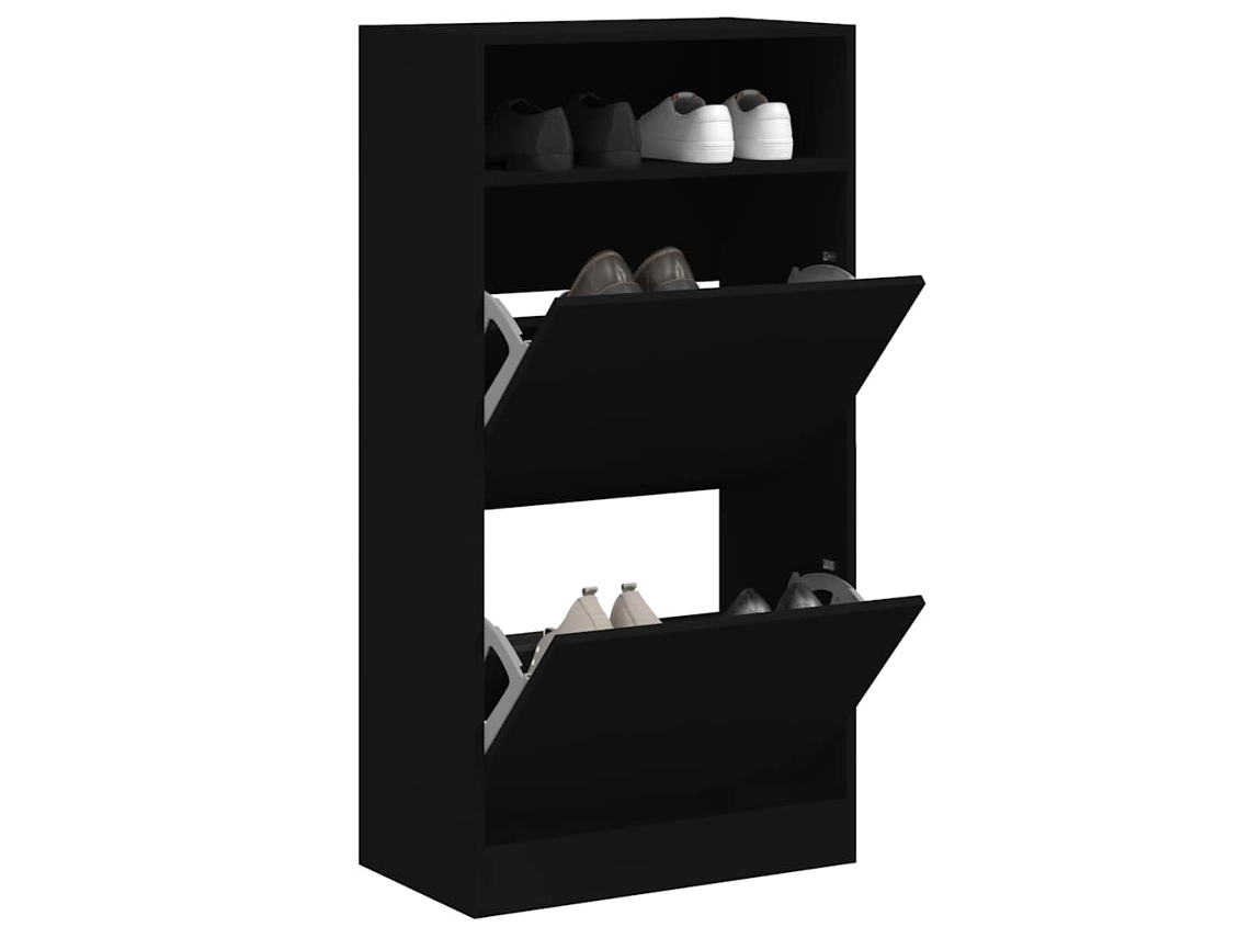 Vidaxl Sapateira 60x34x116 Cm Derivados De Madeira Preto
