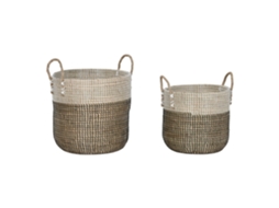 Conjunto de 2 Cestos de Junco Branco, 44x44x49cm ALEXANDRA HOUSE LIVING