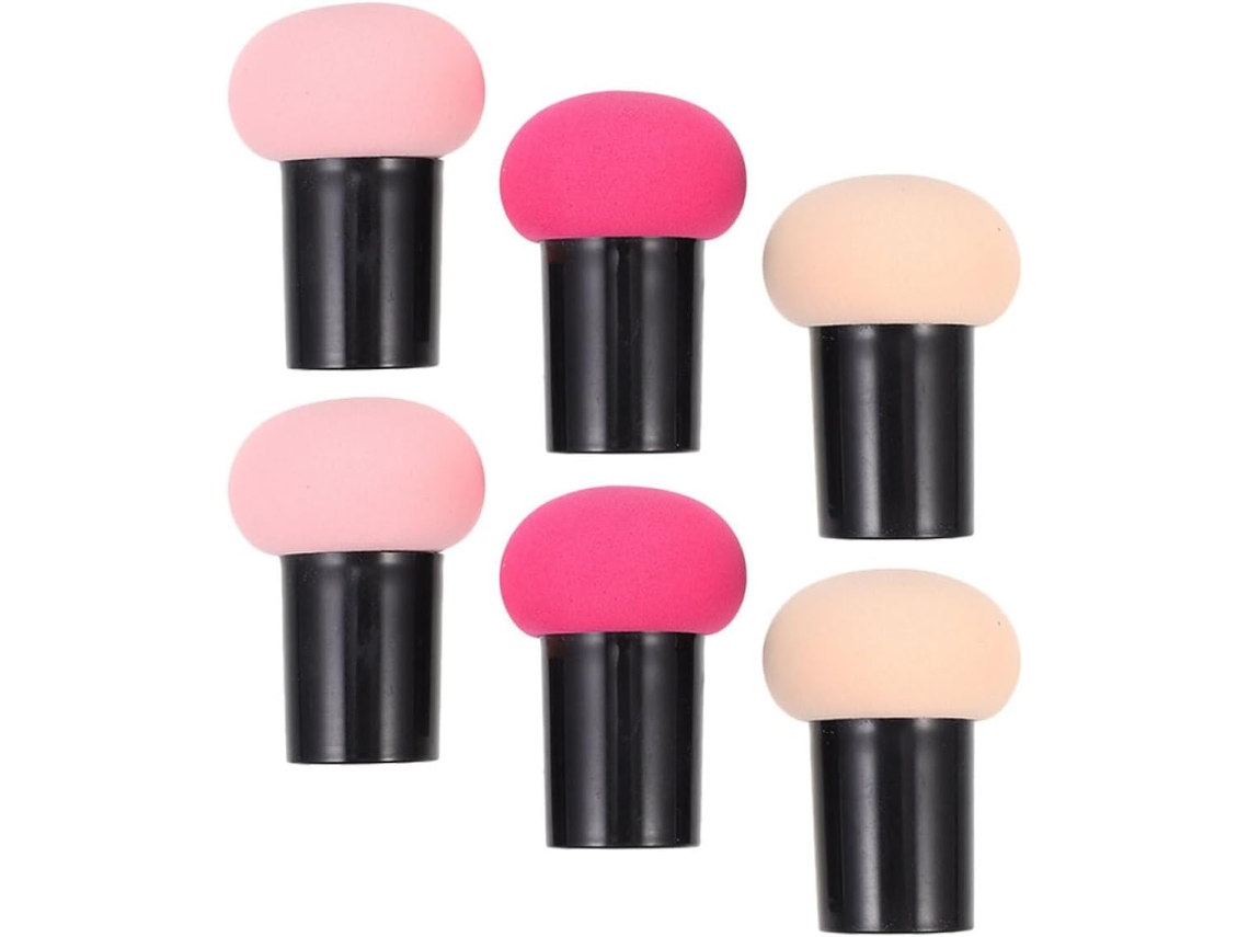 Conjunto De 6 Esponjas Para Base Com Cabeça Ergonômica Em Formato De Cogumelo Para Maquiagem A Seco.