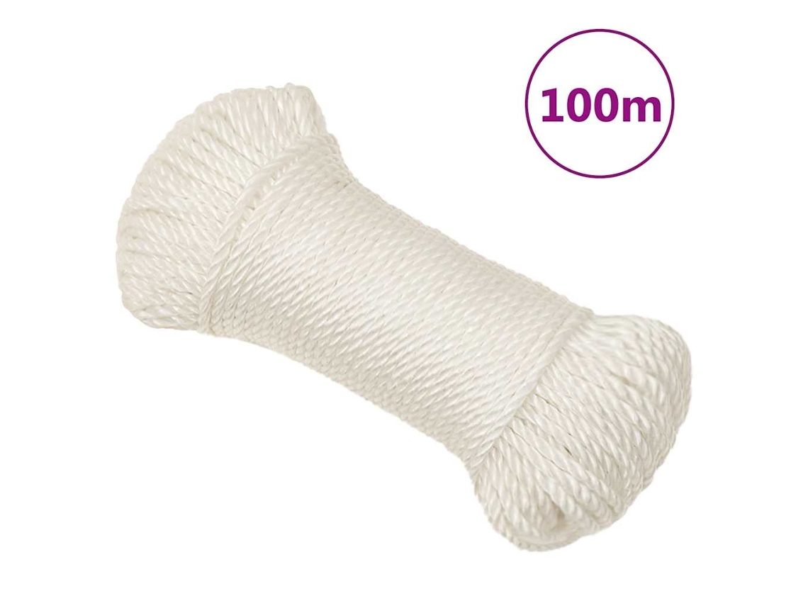 Vidaxl Corda De Trabalho 3 Mm 100 M Polipropileno Branco