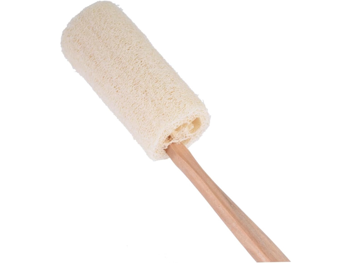 Escova De Banho Esfoliante Bucha Vegetal Com Cabo Longo Madeira Para O Corpo E Chuveiro, Com Cordão Para Pendurar
