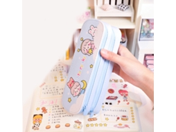 Estuche de Lápices de Doble Capa Con Gran Capacidad Estilo Simple Impermeable Anti Polvo para Niños Y Niñas Azul