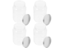 Conjunto De 4 Potes Plásticos Com Tampas Herméticas Para Armazenar Temperos E Lanches Design Simples Funcional Uso