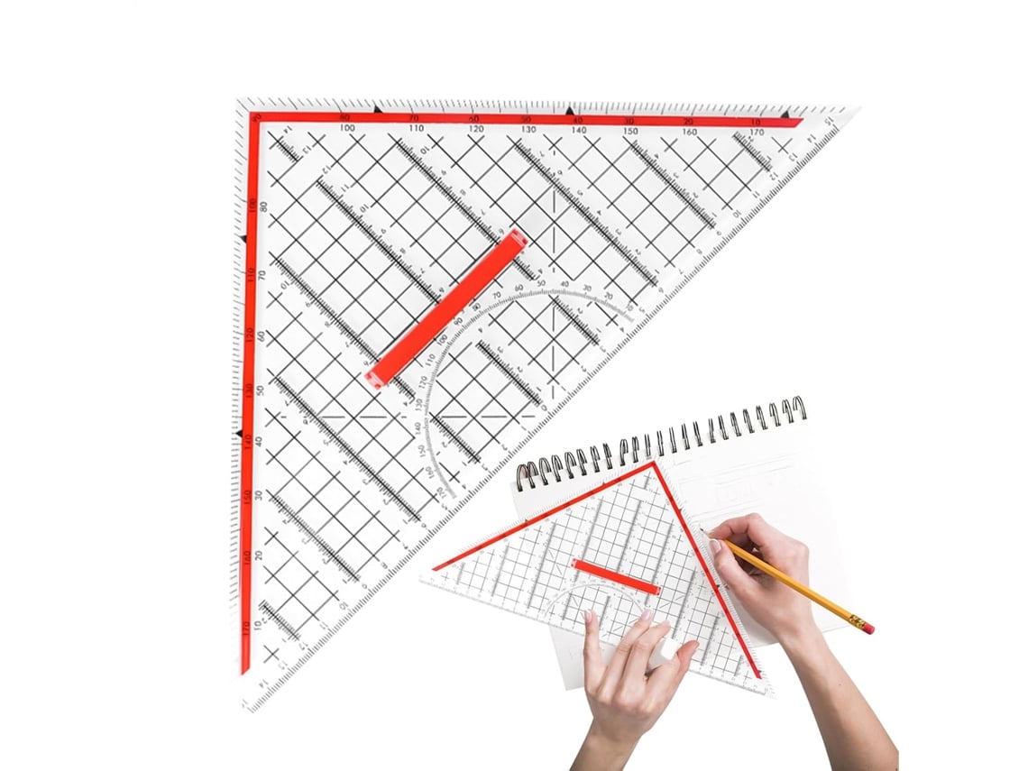Régua Triangular, Ferramentas Geométricas Multifuncionais Para Papelaria, Transferidor Triangular Transparente