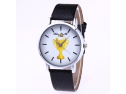 Relógio masculino analógico de quartzo com pulseira de couro PU e bracelete preto.