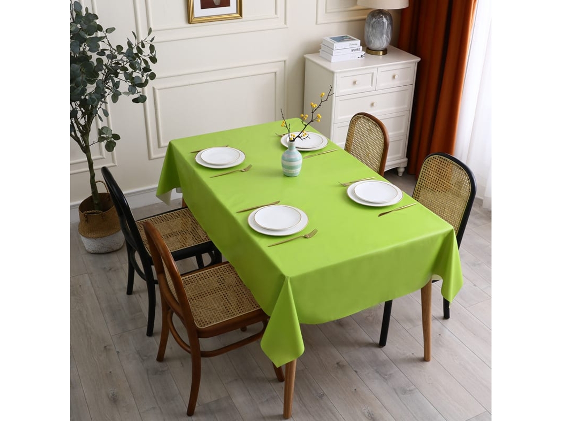Mantel Retangular De Pvc De Cor Solida Resistente À Água E Óleo, 54x108 Polegadas, Para Mesa, Festa E Acampamento, Verde Maçã