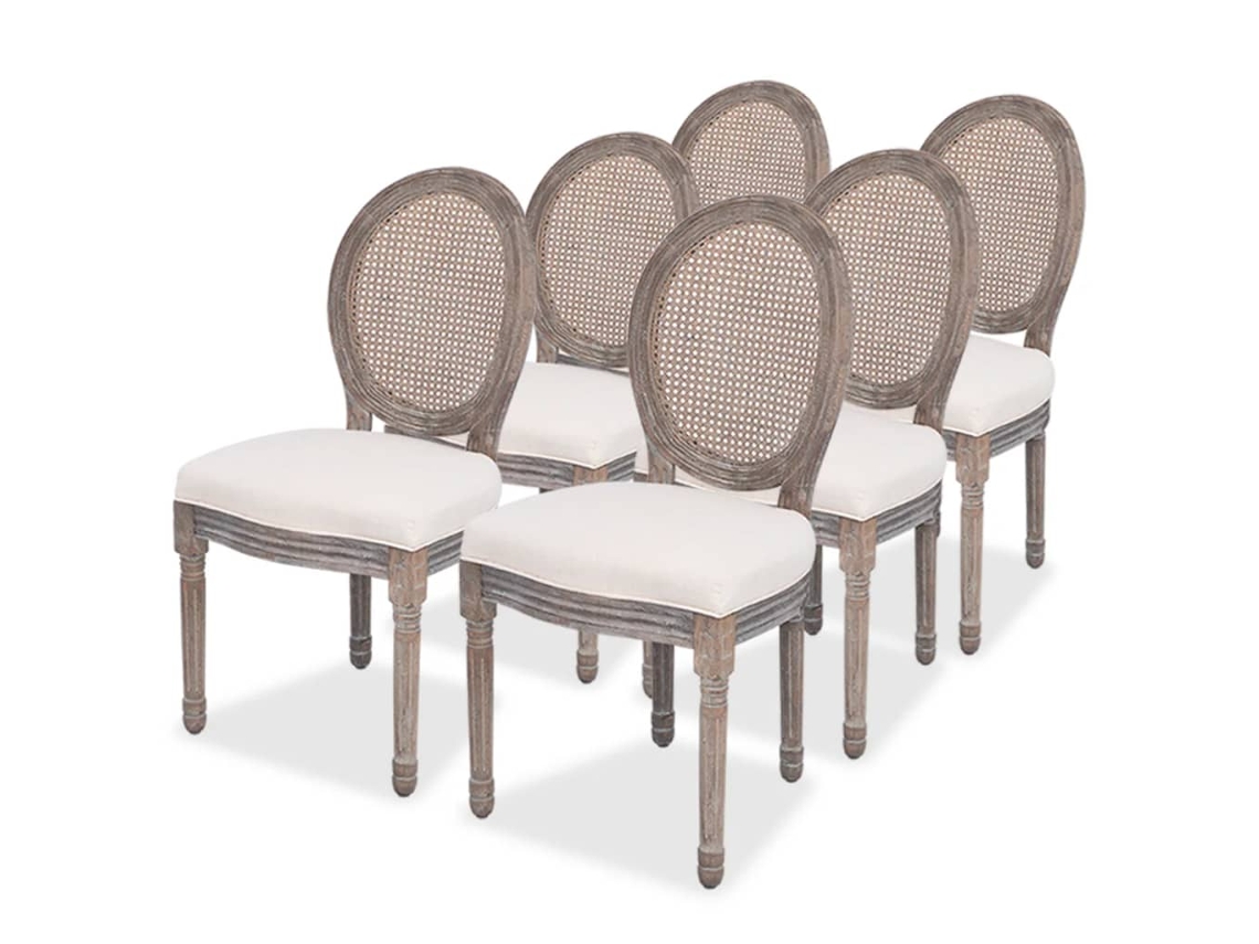 Vidaxl Cadeiras De Jantar 6 Pcs Tecido Cor Creme